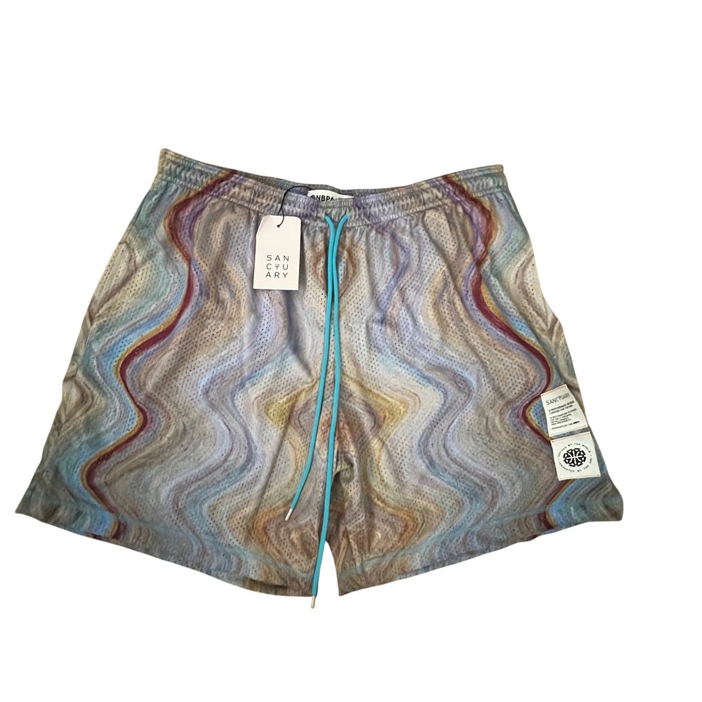 NBPA The Sanctuary NWT Mesh Basketball Shorts Multi Color Made in Italy. Mens XL